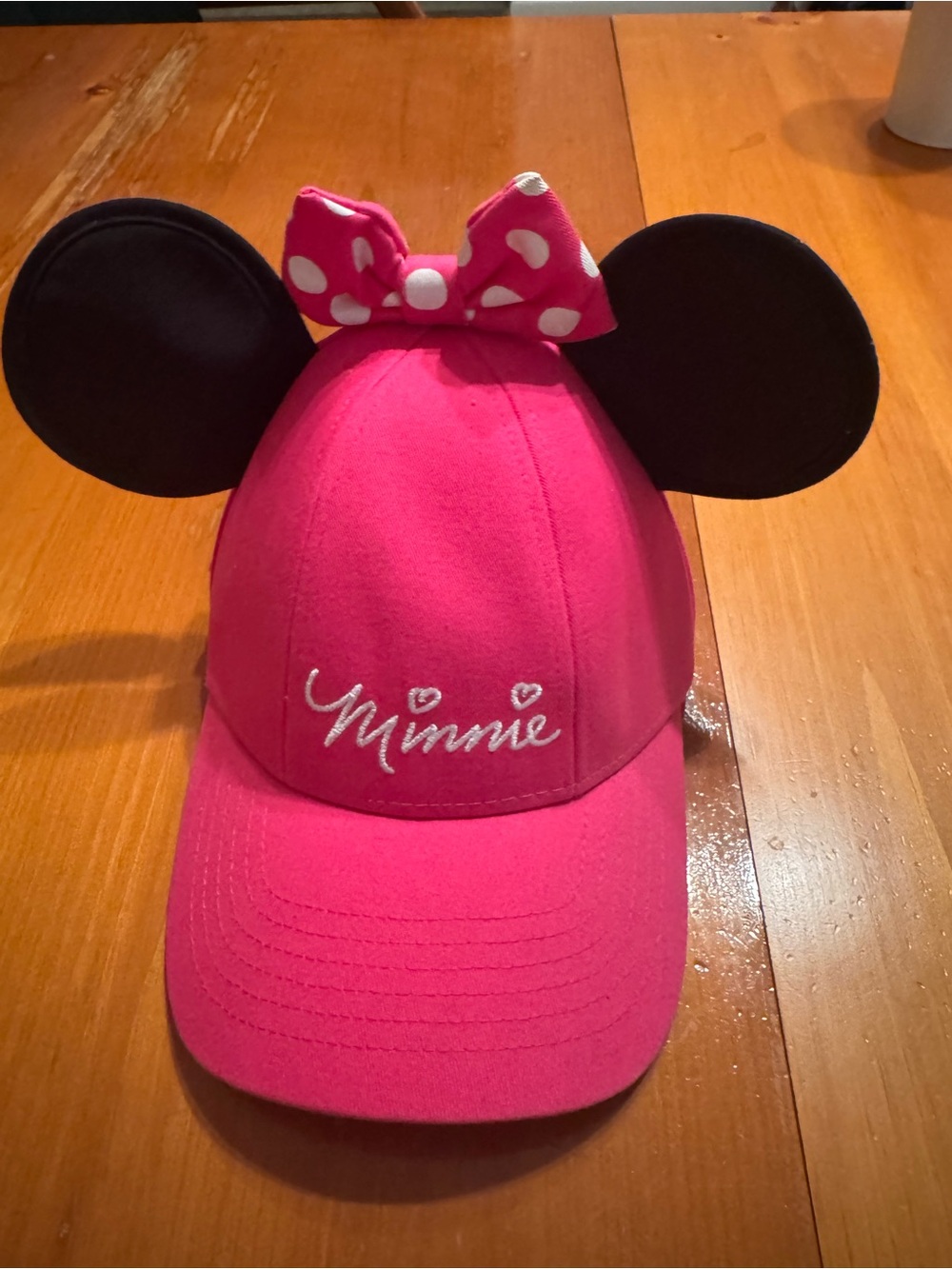Disney Minnie Mouse Hot Pink Cap with Black Ears and Polka Dot Bow